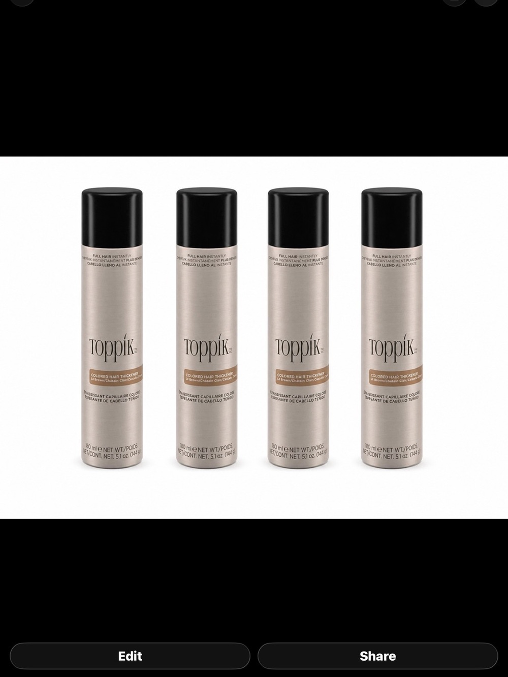 Toppik Colored Hair Thickener Spray in Light Brown - 4 Pack
